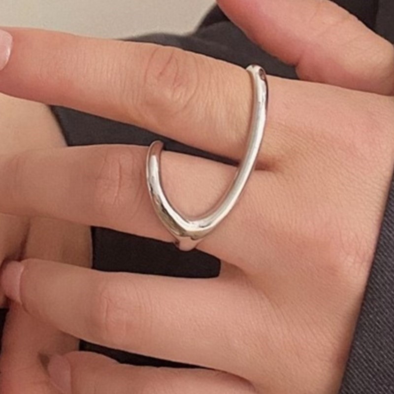 Street Fashion Rings - PANJBJ 925 Sterling Silver Line Crossing