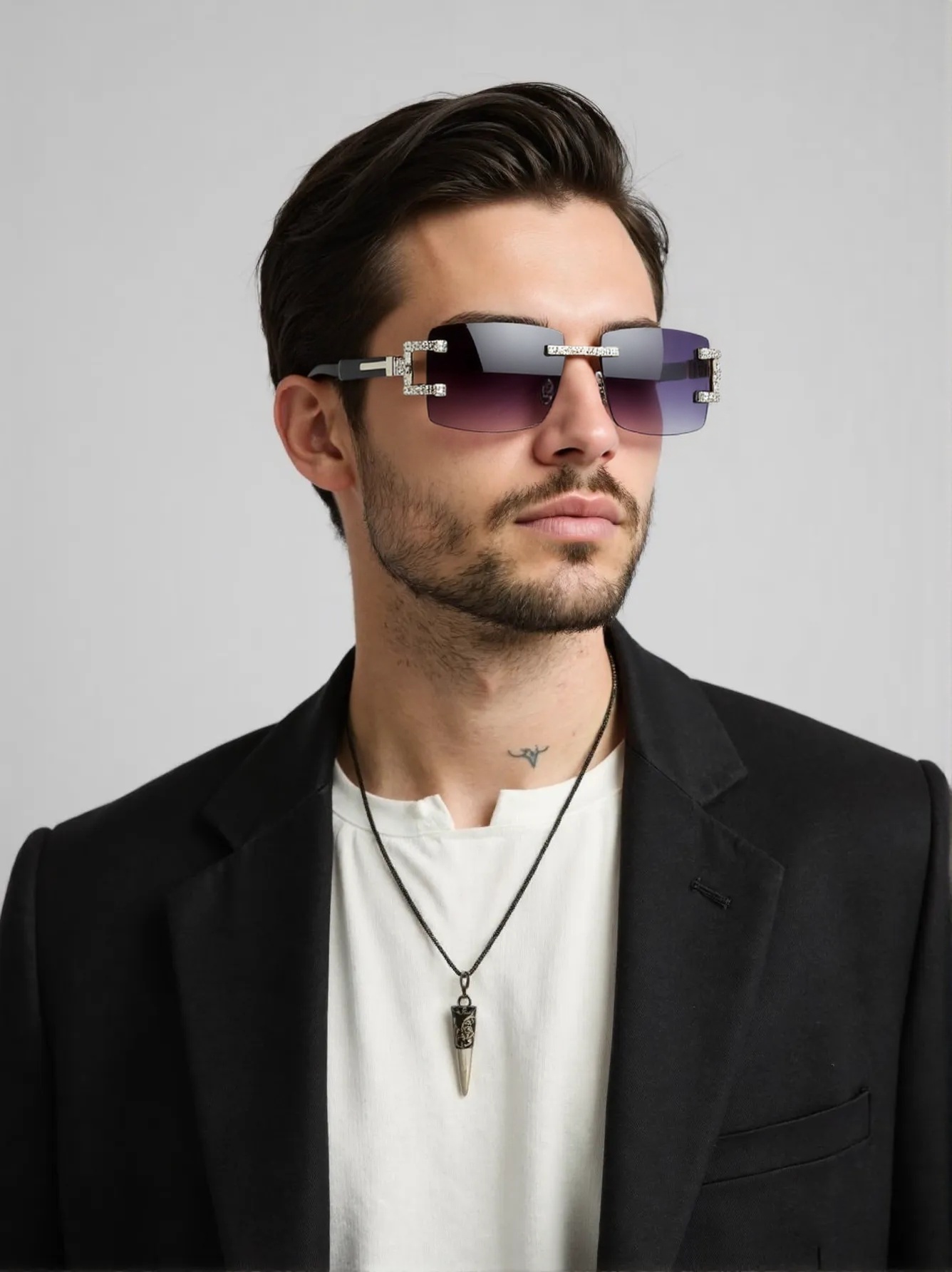 Street Fashion Shoot - Wood leg retro fashion sunglasses trend