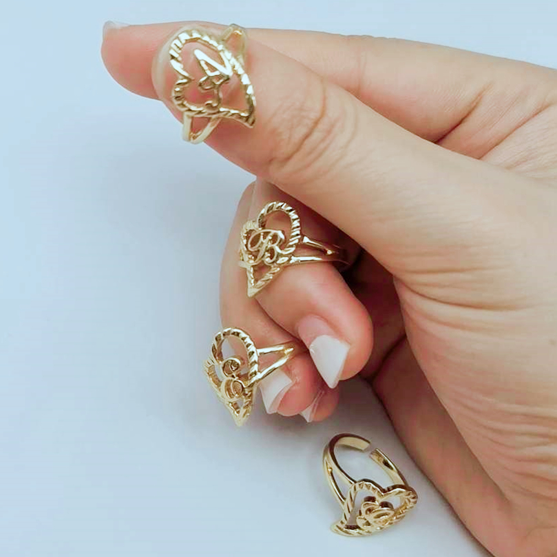 Duoying Custom Initial Rings P - Street Fashion Rings review and price