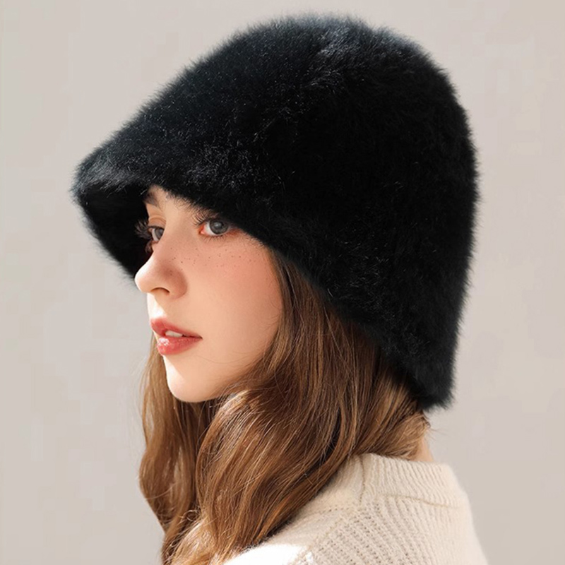Winter Rabbit Hair Bucket Hat  - Street Fashion Russia review and price