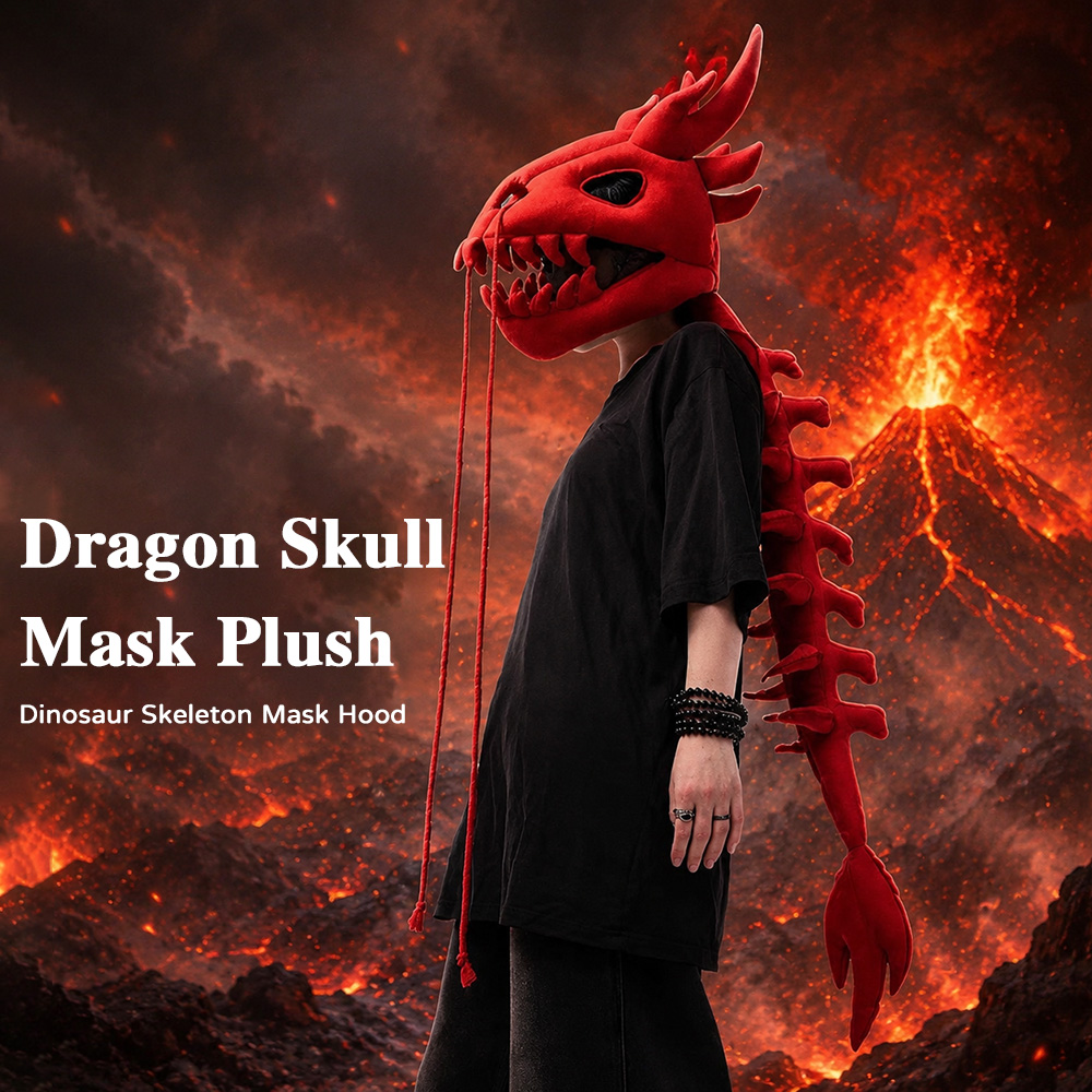 Dragon Skull Spine Plush Hood  - Street Fashion Shoot review and price