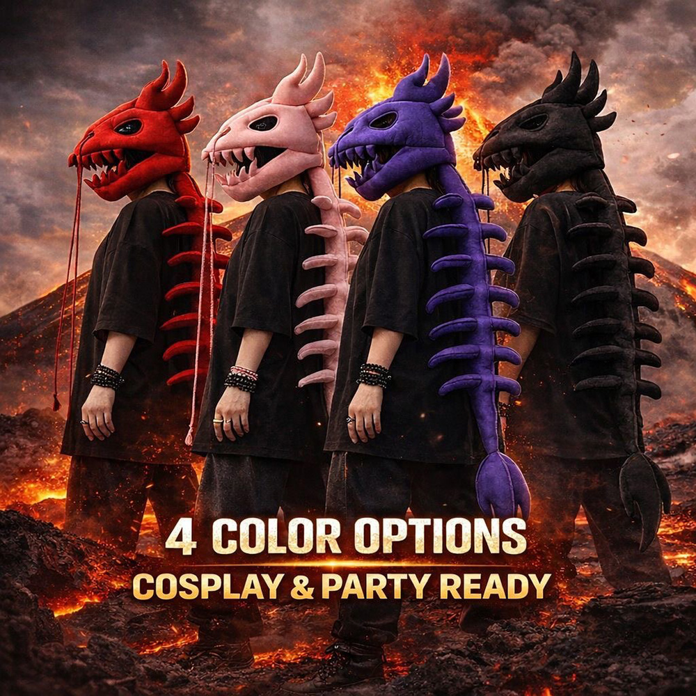 Dragon Skull Spine Plush Hood  - Street Fashion Shoot review and price