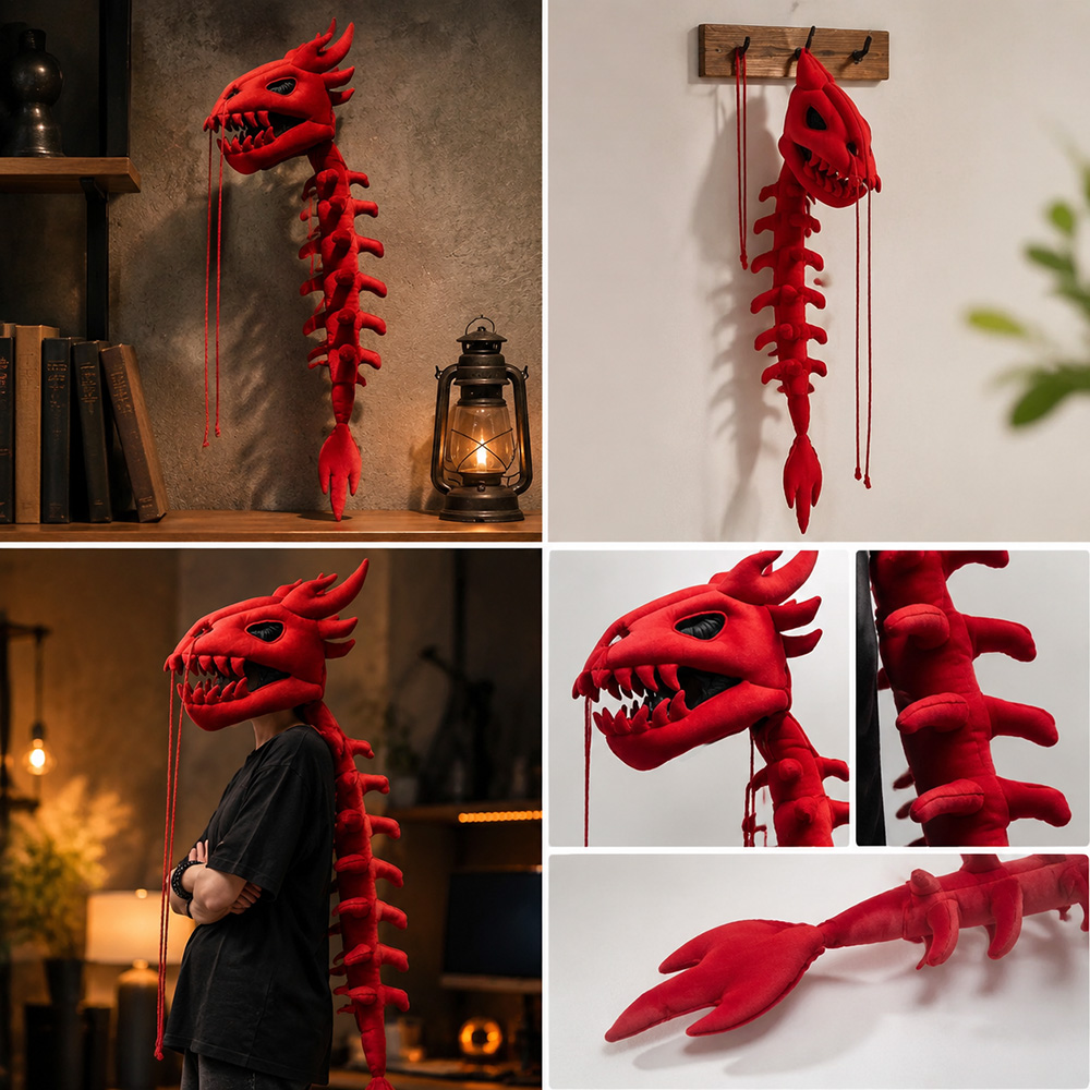 Dragon Skull Spine Plush Hood  - Street Fashion Shoot review and price