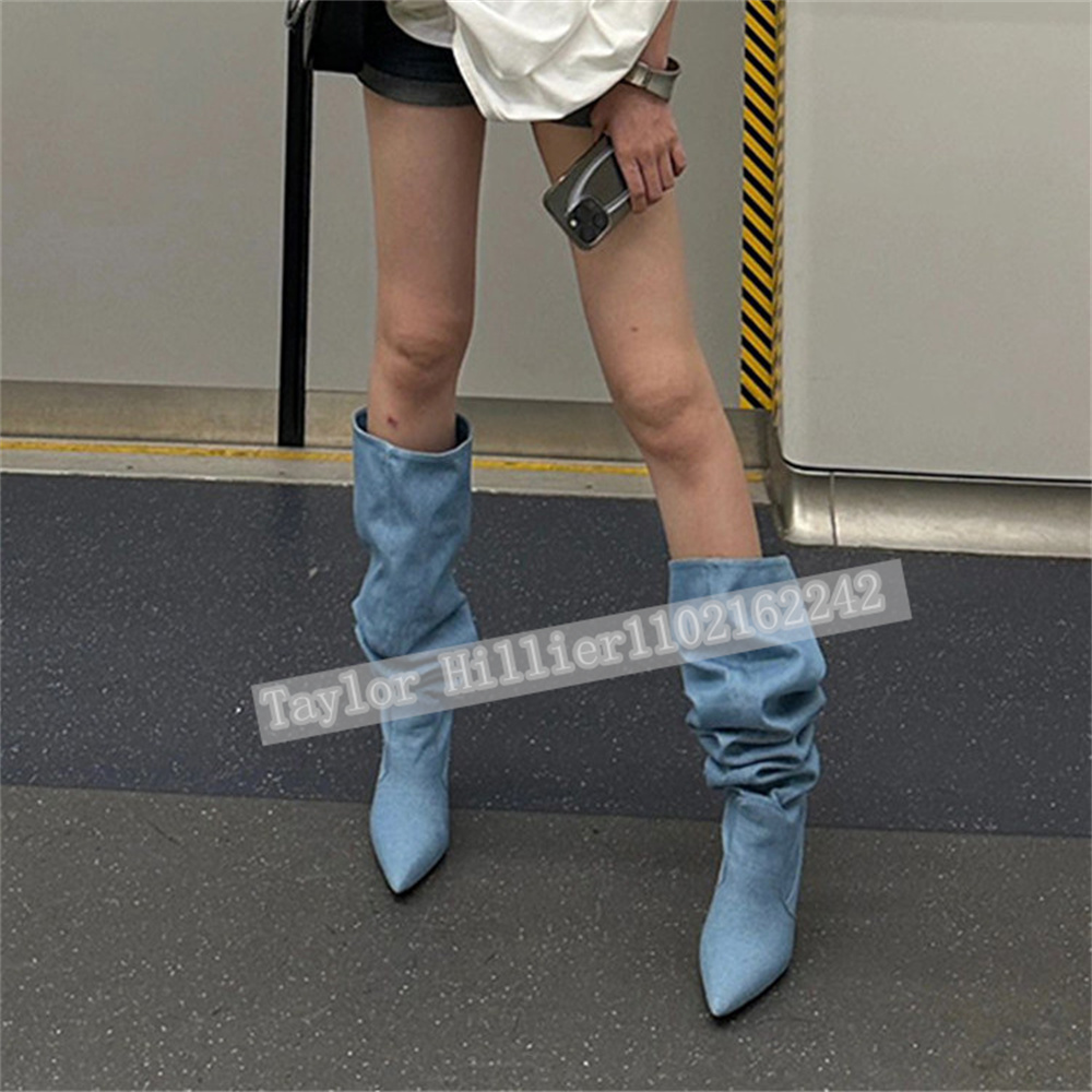 Springtime Blue Denim Pleated  - Street Fashion Denim review and price