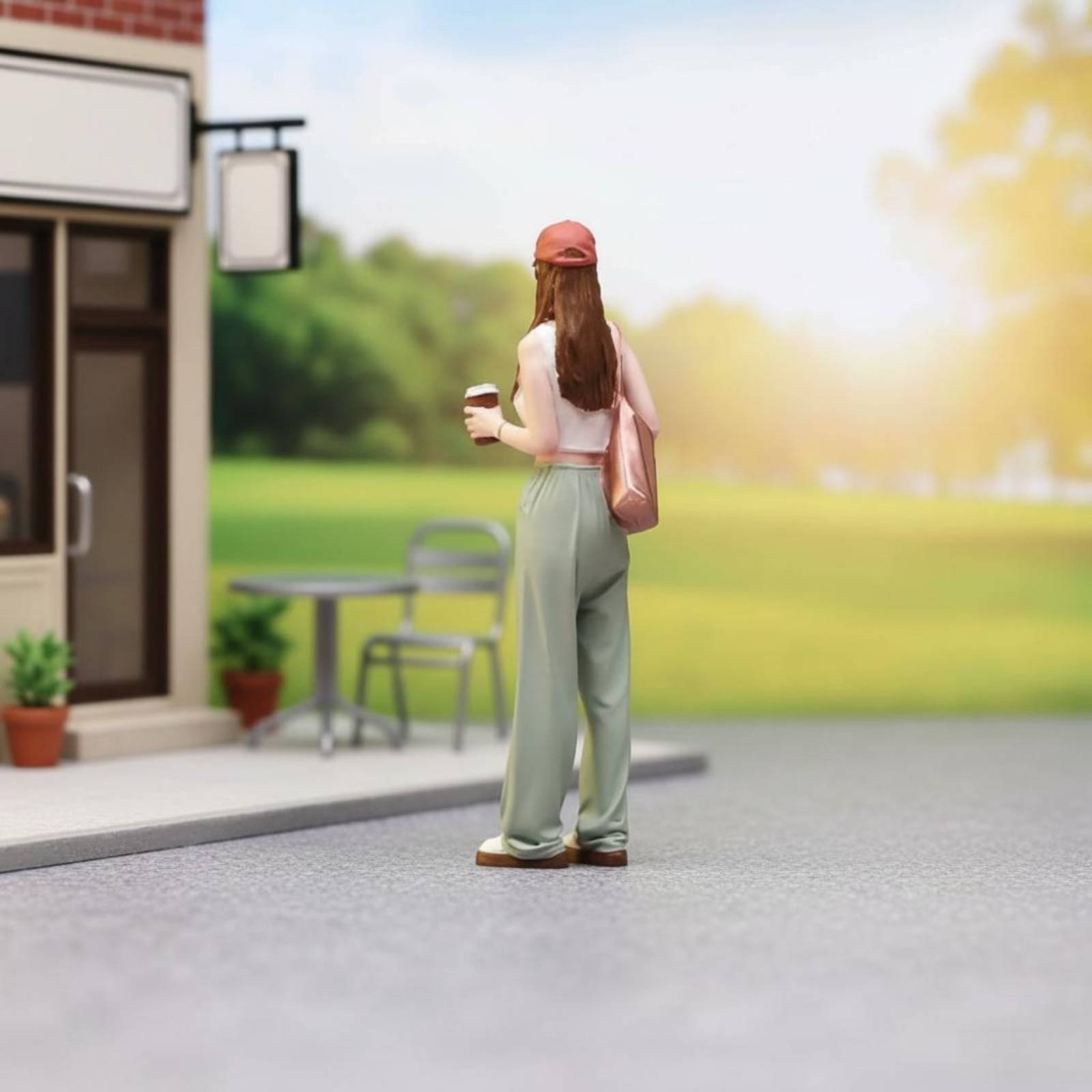Girl Figure Holding Coffee Col - Street Fashion Pose review and price